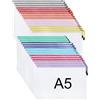 Yoassi 40pcs Borse di File A5 Sacchetto di Zip Impermeabile Mesh Buste Trasparenti, Cartelline Portadocumenti Plastica Colorati per Documenti Ricevute Materiale Scolastico Accessori da Viaggio