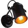 Comely Lampade da Parete Vintage, Regolabile 180° Applique da Parete in Metallo, Nero Faretto a Parete E27 Plafoniere per Corridoio Soggiorno Camera da Letto Cucina