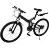 SanBouSi 26 Pollici Bicicletta Pieghevole 21 Velocità MTB Bicicletta Bicicletta Pieghevole Adulto Nero, Adatto per Taglie da 165 cm a 190 cm