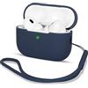 AOTUAO Compatibile con AirPods PRO 2 Custodia Case Cover, Case Protettiva Antiurto Antiscivolo in Silicone per AirPods PRO 2 Seconda Generazione 2022 Custodia con Silicone Lanyard, Midnight Blue
