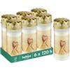 Bolsius Lumini funerali - Bianco - Set 6 pezzi - Lunghezza durata 120 ore - Candela funebre & Memoriale - Con Motivo - Corona - Senza Olio di Palma - Nr. 5