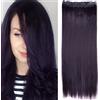 SEGO 75cm Clip Extension Capelli Lisci Fascia Unica Sintetica Allungamento Posticci Donna 130g - Nero mix Viola