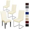BalladHome Coprisedie con schienale 4 pezzi Elasticizzato Copertura della sedia bi-elastico per una misura universale, Coppia spandex Coprisedia molto facile da pulire e di lunga durata (4 Pezzi, Crema beige)