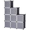 WOLTU DIY Armadio a Cubo Armadietto Guardaroba Pieghevoli Modulare Scarpiera Combinato Organizzatore per stanzino e ripostiglio Nero Goffrato