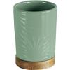 Kleine Wolke Portaspazzolino Palm, accessori, colore Maldivia, materiale: gres, acacia, lunghezza 7,8 x larghezza 7,8 x altezza 11 cm