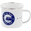 BRISA VW Collection - Volkswagen Tazza in Metallo smaltato da tè, caffè, Camping, Outdoor, Campervan T1 Bus Design (On The road/Bianco/500ml)
