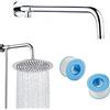 CHENKEE Braccio Doccia,Braccio per Soffione Doccia Acciaio Inossidabile Braccio di Estensione Supporto in Rame Braccio Doccia Cromato Lucido con Nastro Sigillante In PTFE 2 Rotoli (Argent, 41CM)
