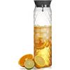 PJCKitchen Caraffa per acqua in vetro, 1,2 litri, caraffa in vetro con coperchio, coperchio in silicone, altezza 30,5 cm