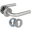 Amig - Set di maniglie con rosetta per porte - Mod. 4RBX - 135 x Ø19 mm - Quadretto da 8mm - Design elegante e semplice - Acciaio inossidabile argento opaco