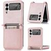 TingYR Cover per Samsung Galaxy Z Flip 4 Custodia, Combinazione PC e Pelle, con Slot Per Schede e Portafoglio, Anticaduta Case Cover per Samsung Galaxy Z Flip 4.Rosa