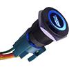 ETOPARS Nero Guscio 12V Auto Luce Blu LED Pulsante di Avviamento in Metallo 19mm Interruttore a levetta Momentaneo Accensione Engine Start Presa Filo