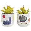 Home Decor Pianta decorativa Dkd bianco PVC Dolomita (2 pezzi) (10,5 x 10,5 x 19,5 cm)