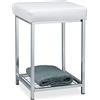 Relaxdays Sgabello, Seduta Quadrata Imbottita, con Ripiano, Pouf, Puffo, Poggiapiedi, Sedia Bar, HLP 47x33x33cm, bianco