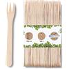 GREENBOX Forchette XL in legno per patatine fritte e patatine fritte, compostabili in legno duro naturale, 100 forchette patatine fritte da 17,5 cm