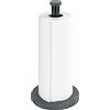 Wenko Portarotolo di carta Marmor, supporto verticale per rotolo da cucina effetto marmo per la cucina, base di plastica e asta in metallo nero, (L/P x A): Ø 15 x 32 cm, nero