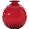 VENINI Vaso Monofiore Balloton Rosso Filo Verde 100.29