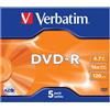 Verbatim - Scatola 5 DVD-R - Jewel case - serigrafato - 43519 - 4,7GB