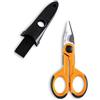 BETA - Forbici Da Elettricista Professionali, Lame Dritte in Acciaio Inox, Microdentatura, Gola Tranciacavo, Crimpatore per Terminali a Tubetto, Custodia Agganciabile Alla Cintura, 1128FX