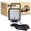 PICAA 1 pezzi 48W 4 Pollici Faro da lavoro a LED da con magnete base magnetica accendisigari Alluvione portatili a LED rotondi da per Auto Barca FUORI STRADA 4X4 SUV ATV UTV Camion 12V 24V