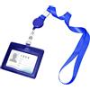 Vicloon Porta Badge Pelle PU, Porta Badge da Collo Retrattili, Tesserino con 1 Finestra ID e 1 Slot Per Carte ID, Portabadge Per Studenti d'Affari in Ufficio (Blu Scuro, Orizzontale)