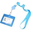 Vicloon Porta Badge Pelle PU, Porta Badge da Collo Retrattili, Tesserino con 1 Finestra ID e 1 Slot Per Carte ID, Portabadge Per Studenti d'Affari in Ufficio (Azzurro, Orizzontale)
