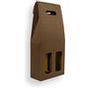 Weboxes Porta bottiglia doppia con manico 18,7 x 8,6 x 42 - Colore Marrone - Confezione da 20 pezzi