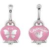 Chantecler / Et Voilà / orecchini campanella medi con farfalla / argento e smalto rosa - 41889