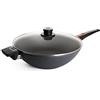 Woll 11034DPIL Diamond Lite in ghisa-Wok a induzione con Coperchio in Vetro in Scatola, Diametro 34 cm, 11 cm Altezza con Manico Rimovibile