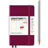 LEUCHTTURM1917 365895 Calendario settimanale e tasca per notebook (A6) 2023, 12 mesi, rosso porto, inglese