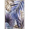 DRW Quadro su tela stampata rettangolare con foglie e multicolore 80 x 4 x 120 cm