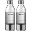 aarke 2 Pacchi Bottiglie per Gasatore d'acqua Carbonator 3, senza BPA con Dettagli in Acciaio (450ml), Transparent