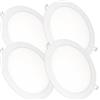 JANDEI - Confezione da 4 faretti LED da incasso rotondi, 18W, 1500 lumen, extrapiatti 13 mm, foro di montaggio Ø200-205 mm, bianco freddo 6000K con trasformatori inclusi
