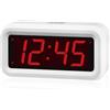 KWANWA Piccola scrivania/Lato del Letto/Digital Wall LED Sveglia con Grande 1.2 '' Time Display LED, Batteria AA Alimentato Solo, può Essere posizionato Ovunque Senza Cavo ingombrante (Bianco)