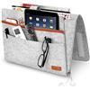 SIMBOOM Organizer per letto, 4 Tasche Portaoggetti per Letto o Divano, Borsa in feltro Comodino per iPad, Tavoletta, Riviste, Telecomando, Cellulare, Occhiali - Grigio Chiaro