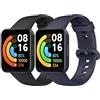 MoKo 2 Pezzi Cinturino Compatibile con Redmi Watch 2 Lite/Xiaomi Poco Watch, Cinturino Sportivo di Ricambio in Morbido Silicone per Donne Uomini, Nero/Blu Notte