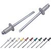 Marcopol Confezione da 100 rivetti ciechi verniciati, 3,2 x 8 mm, testa a cupola, DIN 7337, rivetti in alluminio e mandrino in acciaio, rivetti pop (100, alluminio bianco RAL 9006)