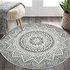 Pauwer Tappeto Salotto Rotondo 120 cm, Ultra Morbido Tappeto Camera da Letto Antiscivolo Tappeto Soggiorno Lavabile in Lavatrice Tappeti Salotto Decorazione Carpet per Cameretta dei Bambini, Comodino