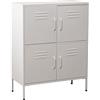 DRW Credenza con 4 Ante con Prese d'Aria in Metallo Bianco, 80 x 35 x 102 cm, Altezza: 15 cm, estandar