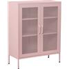 DRW Armadio con 2 Ante con griglia in Metallo in Rosa, 80 x 35 x 102 cm, Altezza: 15,5 cm, estandar