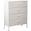 DRW Comoda con 4 cassetti con Prese d'Aria in Metallo in Bianco 80 x 35 x 102 cm, Altezza Gambe: 15,5 cm, estandar