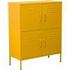 DRW Credenza con 4 Ante con Prese d'Aria in Metallo in Giallo 80 x 35 x 102 cm, Altezza Gambe: 15 cm, estandar