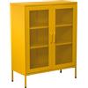 DRW Armadio con 2 Ante con griglia in Metallo in Giallo 80 x 35 x 102 cm, Altezza: 15,5 cm, estandar