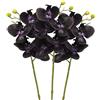VIRSUS 3 orchidee tropicali Phalaenopsis Artificiali Tessuto Real Touch Z1-1, 3 steli 15 fiori aperti e 9 boccioli chiusi, Fiori morbidi al tatto, decorazioni regalo, Vari Colori (Nero con Macchie)