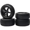Pxyelec 1/10 Scala Off Road RC Buggy anteriore e posteriore cerchi e pneumatici x4 nero 5 raggi per HSP