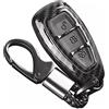 Aiuphing Custodia per chiave auto per Fords Focus Fiesta Kuga C-Max, in fibra di carbonio, copertura della cassa (nero)
