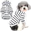 Zunea Felpe con Cappuccio per Cani Piccola Taglia Media Maglietta a Righe Vestiti per Cuccioli Felpa Morbida a Maniche Corte Maglietta Animali Domestici Chihuahua Gatti Abbigliamento Bianco XS