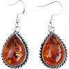 CELCIA JEWELRY Orecchini pendenti in argento sterling puro 925 per le donne, genuina ambra baltica pera arancione con pietre preziose incredibili orecchini artigianali per lei