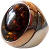 CELCIA JEWELRY Ambra baltica genuino anello di pietre preziose curative, puro argento sterling 925 anello da uomo enorme, dichiarazione costosa eccezionale Anello alla moda, splendido Anello bicolore (ambra baltica)