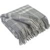 LYHome Plaid Cashmere con Lana Merinos - Coperta Invernale, Copriletto per Letto Divano, Singolo Matrimoniale Mezza Stagione, Coperte Pura Lana Morbida Leggera 140 x 200 cm Grigio - Bianco Tartan