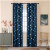 GIRASOLE HOME® Coppia Tende Oscuranti Morbide Fantasia Stelle Argentate Tenda Morbida per Interni con Tasca e Passanti Nascosti 2 Pannelli (Blu, 70x235cm)